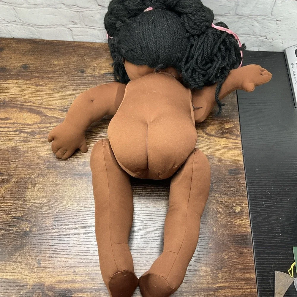 Soft Sculpture Vintage Black Homemade Cabbage Patch Doll